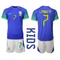Dětský Fotbalový dres Brazílie Lucas Paqueta #7 MS 2022 Venkovní Krátký Rukáv (+ trenýrky)